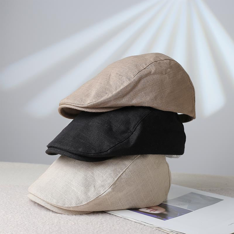 Women's Adjustable Newsboy Cap with Short Brim, Round Crown Beret Hat, 56-58 cm