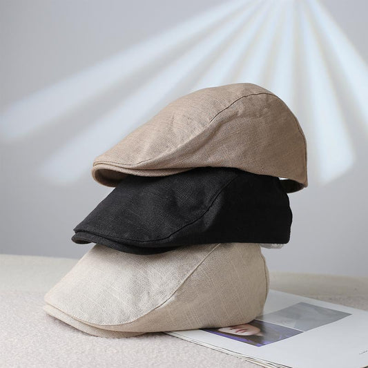 Women's Adjustable Newsboy Cap with Short Brim, Round Crown Beret Hat, 56-58 cm